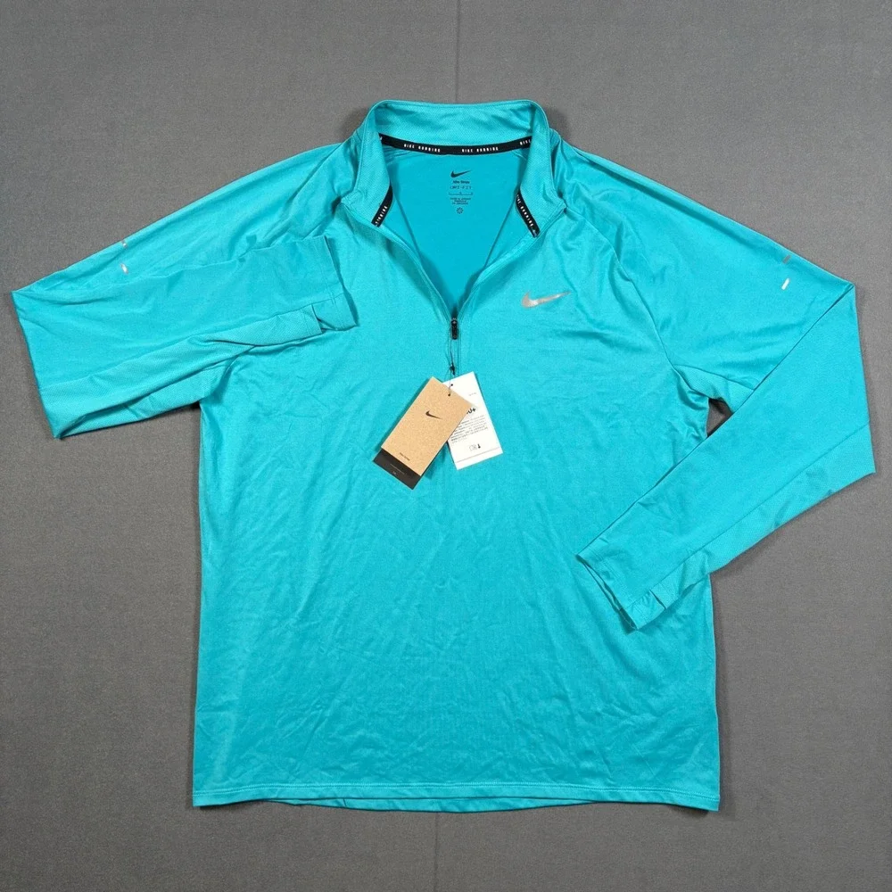 Nike Stride Mens Dri-FIT 1/2 Zip Running Mid Layer Dusty Cactus Blue Green Large